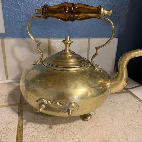 Antique James Clews Birmingham JCB brass tea pot Toddy kettle with stand - Picture 3 of 13